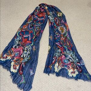 Vera Bradley Blue Multicolor Patterned Scarf